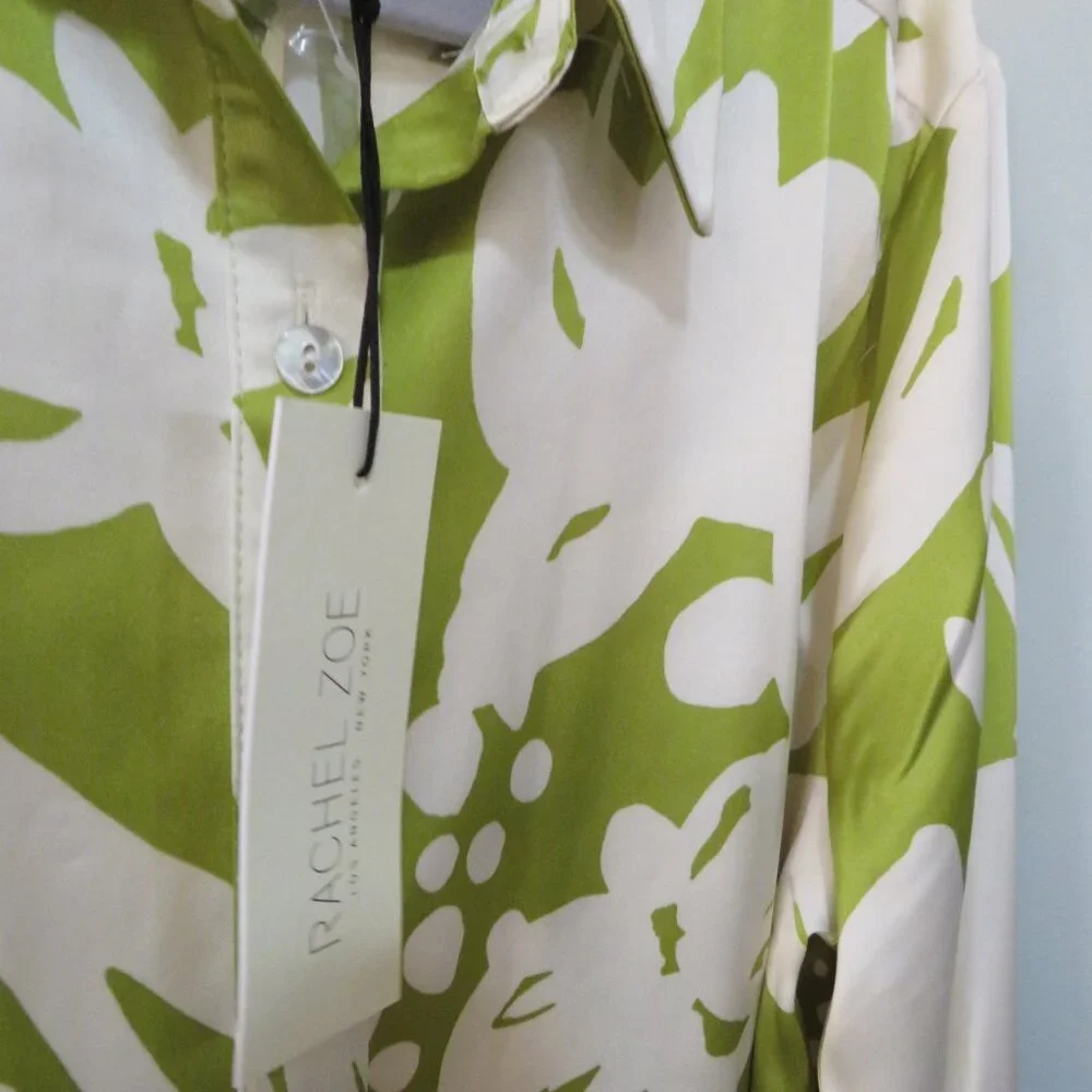 Rachel Zoe Lime and White Floral Button Down Shirt - Picture 7 of 7